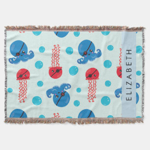 Couverture Pirate Octopus, Pirate Jellfish, Mer, Votre Nom