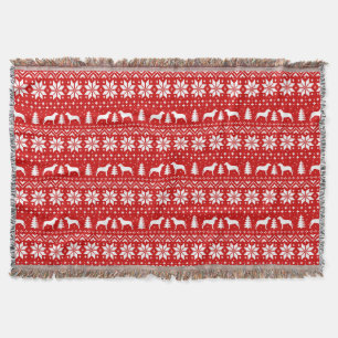 Couverture Pit Bull Silhouettes Noël Motif de Noël Rouge