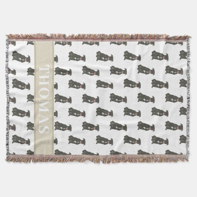 Couverture Pitbull Staffy (Noir) Bleu & Blanc (Devant)