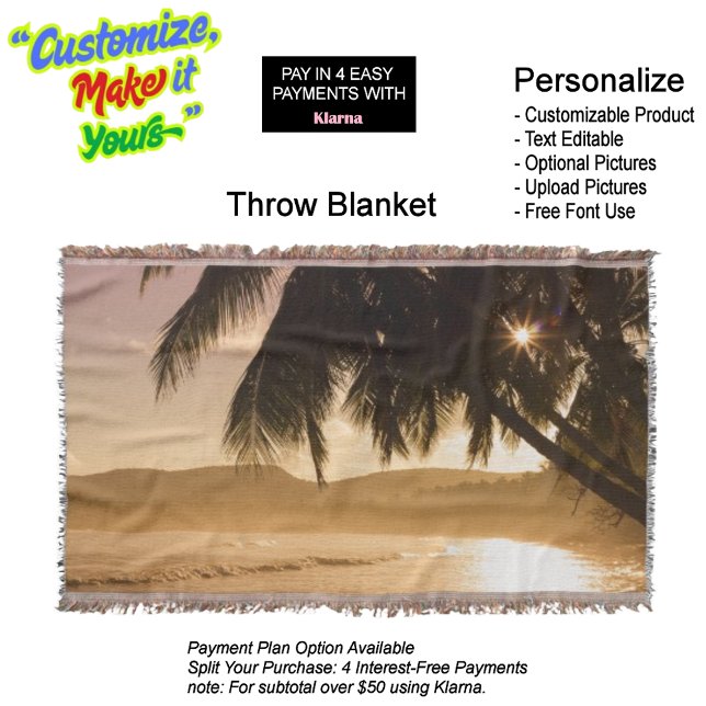 Couverture Plage de Sunset Blanche 11 (Sunset Beach Throw Blanket 11.)