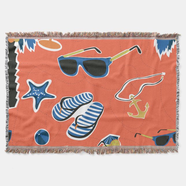 Couverture Plage d'été : Relaxant Motif sans couture. (Devant)