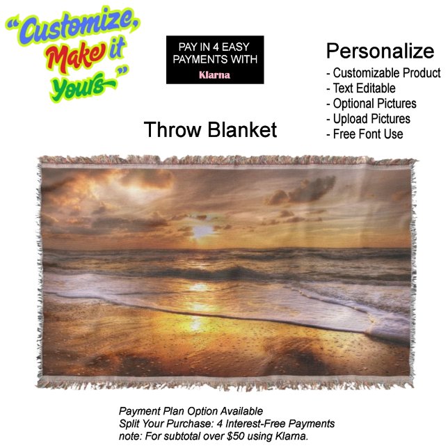 Couverture Plage Sunset Lot Blanket 44 (Sunset Beach Throw Blanket 44.)