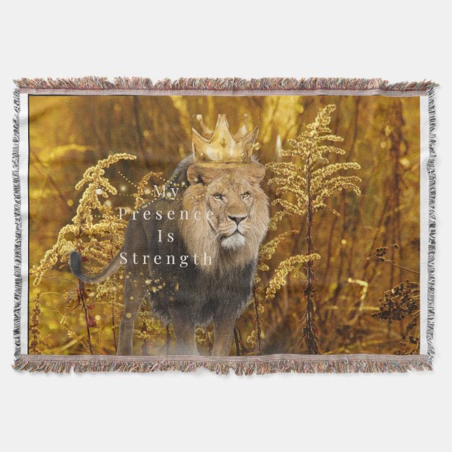 Couverture Plaid au Lion – Ma Présence Est Force (Devant)