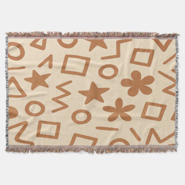 Couverture Plaid de jet beige et marron (Devant)
