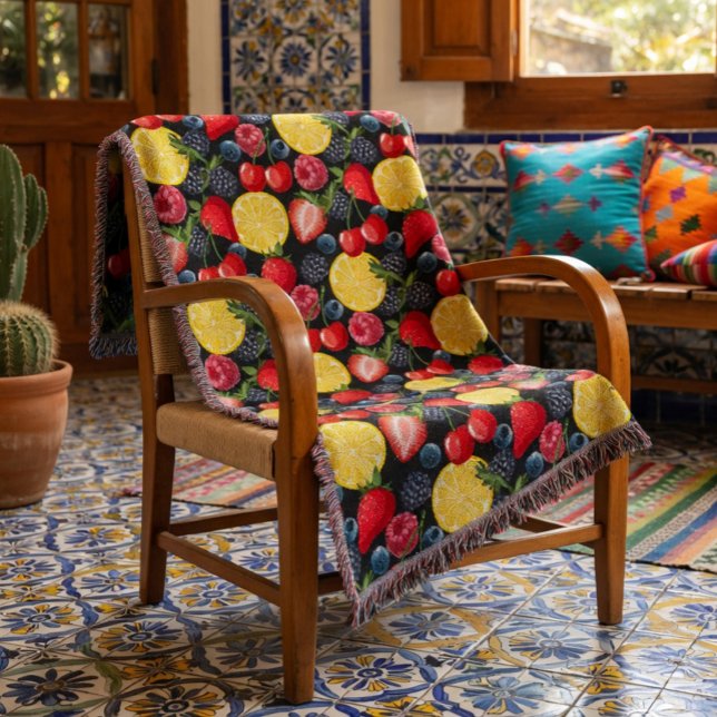 Couverture Plaid de jet de fruits vif et audacieux (Créateur téléchargé)