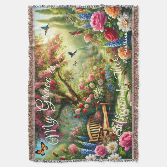 Couverture Plaid de jet Grace Floral Garden (devant Vertical)