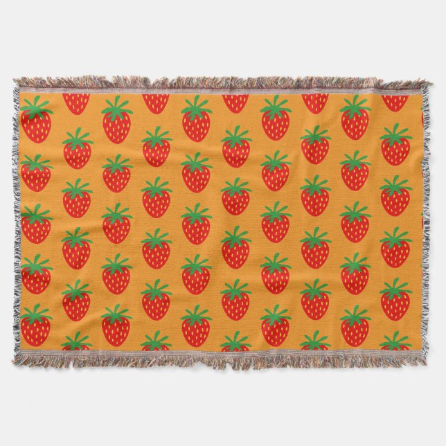 Couverture Plaid de jet mignon à motif de fraise rouge (Devant)