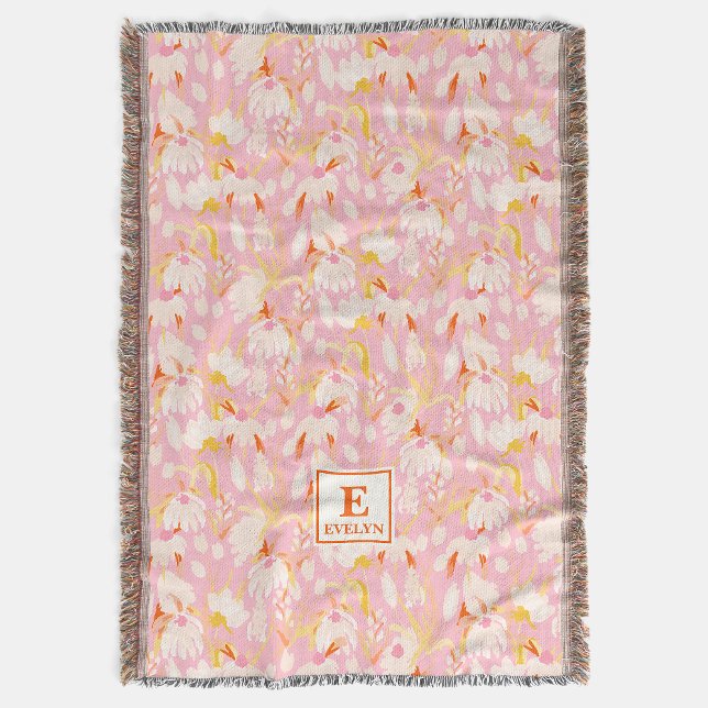 Couverture Plaid de jet personnalisé avec monogramme et nom F (Créateur téléchargé)
