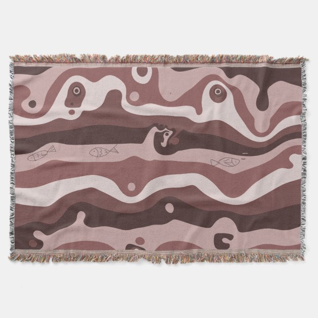 Couverture Plaid de jet tribal abstrait aux tons de terre (Devant)