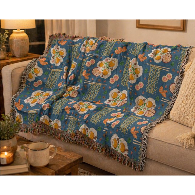 Couverture Plaid de jeté asiatique avec nouilles (Créateur téléchargé)