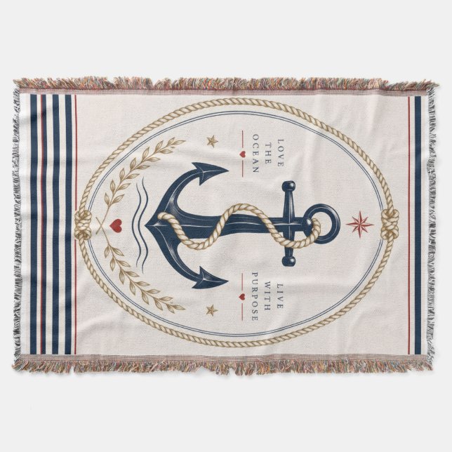 Couverture Plaid de jetée nautique classique Sailorcore (Devant)