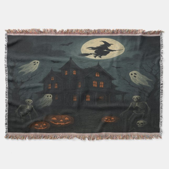 Couverture Plaid de lancer de nuit d'Halloween (Devant)