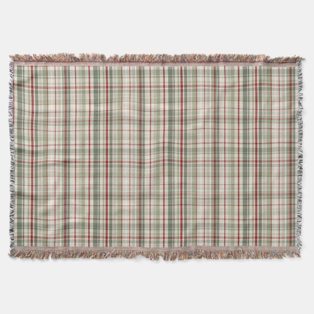 Couverture Plaid de Noël - vert rouge ivoire rustique (Devant)
