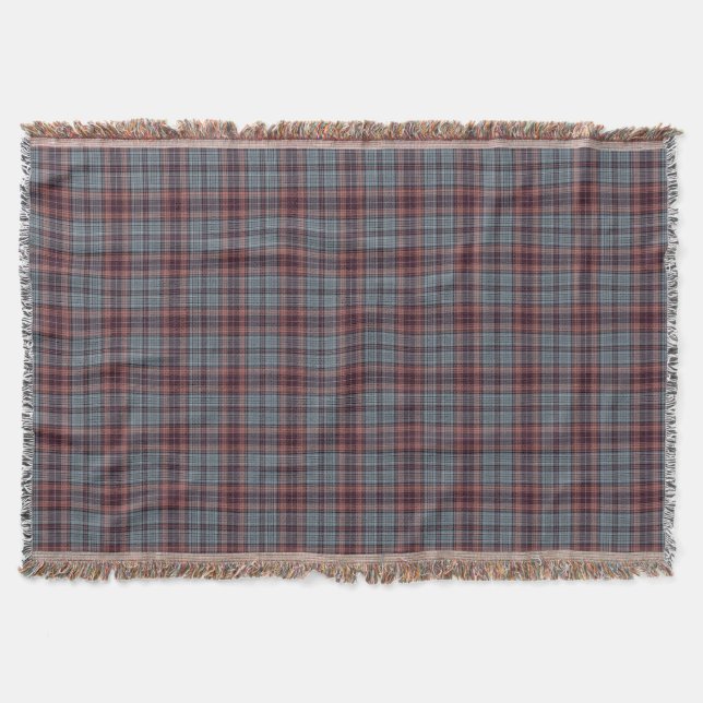 Couverture Plaid de tartan rouge de gris bleu (Devant)