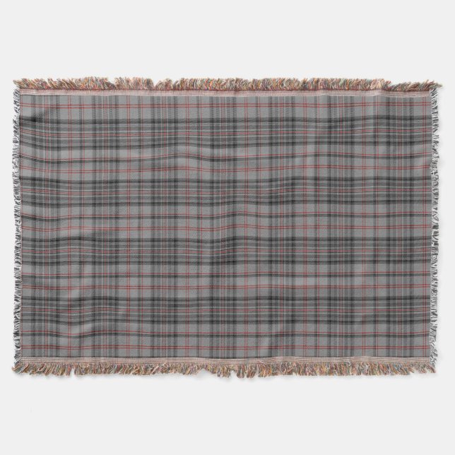 Couverture Plaid de tartan rouge noir gris de Taupe (Devant)