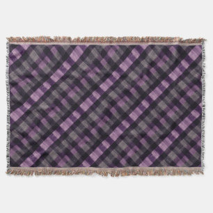 Couverture Plaid en diagonale violet profond et noir