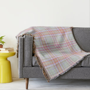 Couverture Plaid géométrique rose et vert