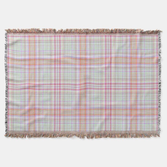 Couverture Plaid géométrique rose et vert (Devant)