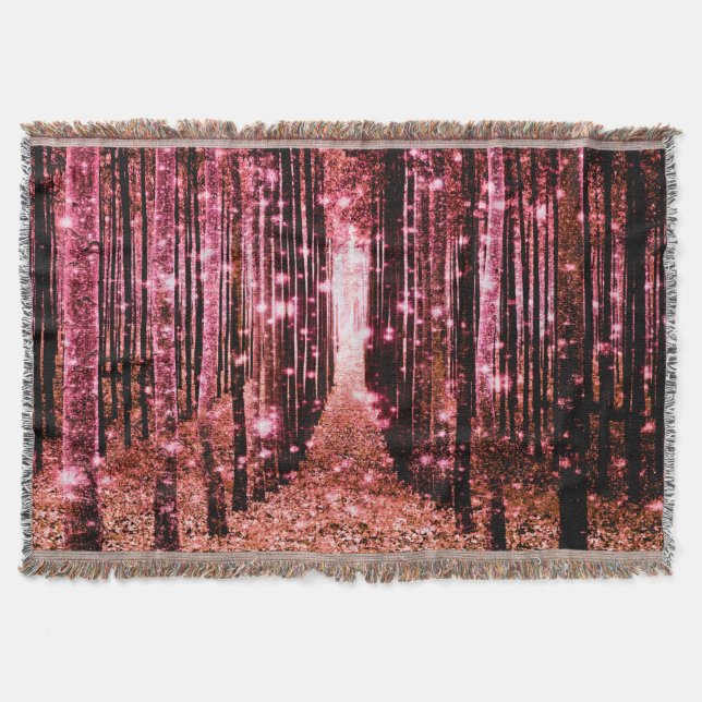 Couverture Plaid Magique de Forêt Rose Pêche (Devant)