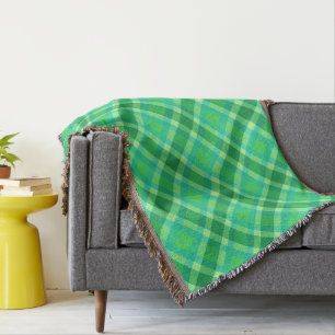 Couverture Plaid moderne du milieu du siècle - Jade vert et b