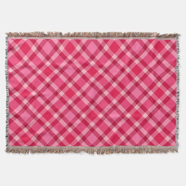 Couverture Plaid moderne du milieu du siècle - rose et vin (Devant)