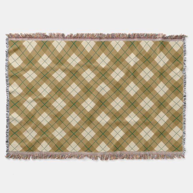 Couverture Plaid polarisé en or avec la rayure verte (Devant)