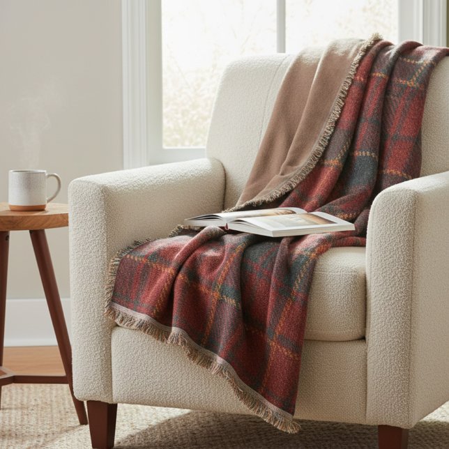 Couverture Plaid Rouge Héritage - Tradition Chaude et Tissée (Créateur téléchargé)