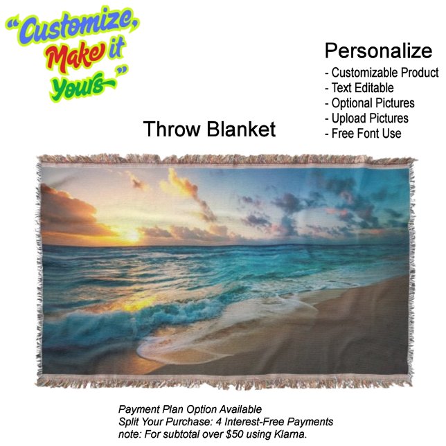 Couverture Plaids de plage au coucher du soleil 19 (Sunset Beach Throw Blanket 19.)