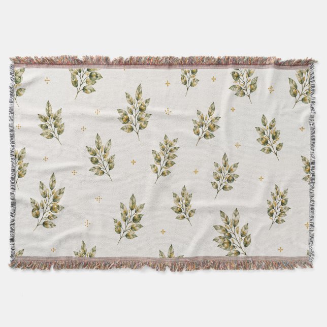 Couverture Plaque de jet en aquarelle Olive Branch | Mediterr (Devant)