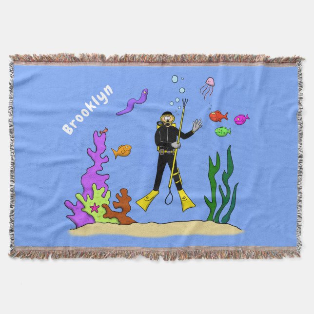 Couverture Plongeur en scaphandre drôle et créatures marines  (Devant)