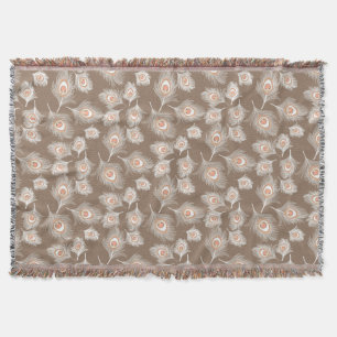 Couverture Plumes de paon blanches et de poches sur Taupe Tan