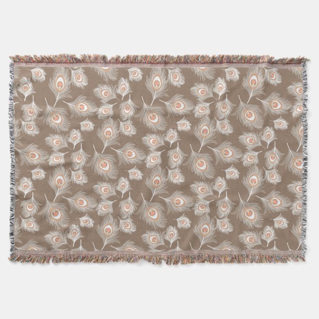 Couverture Plumes de paon blanches et de poches sur Taupe Tan (Devant)