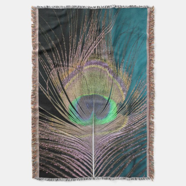 Couverture Plumes de paon sur noir et turquoise (devant Vertical)