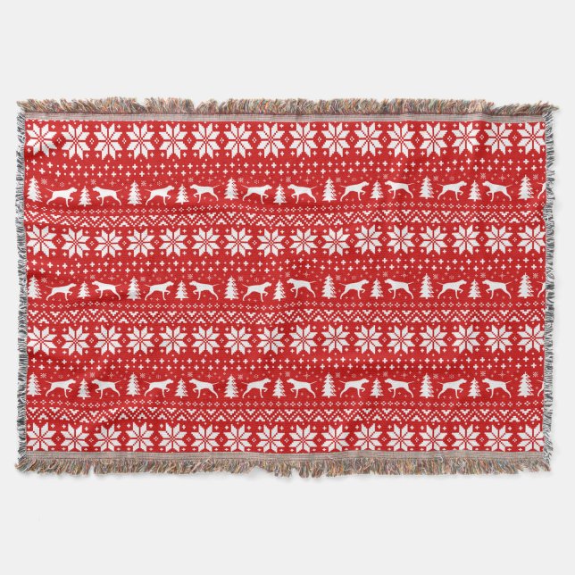 Couverture Pointer Chien Silhouettes Festif Motif de Noël (Devant)