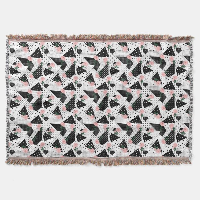 Couverture Points Abstraits modernes et fleurs roses (Devant)