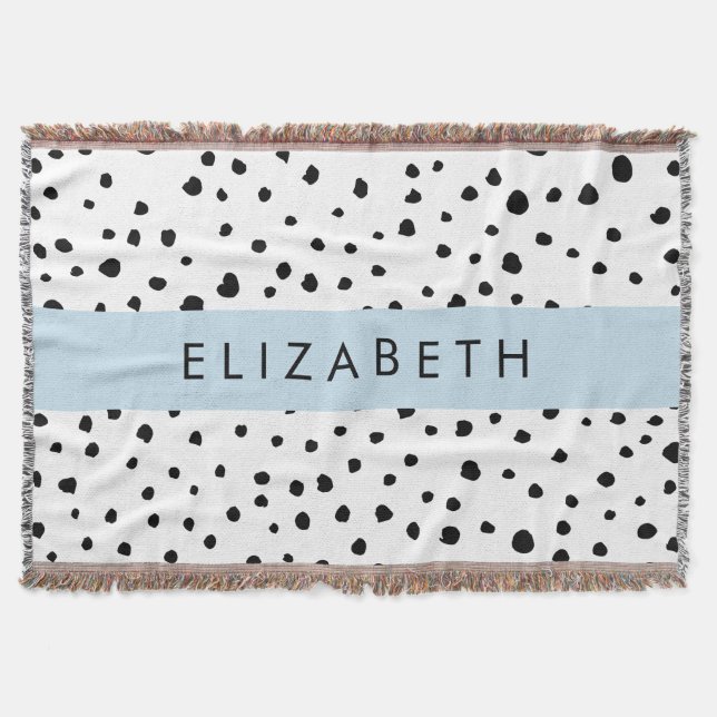 Couverture Points dalmatiens, Spots, Noir et Blanc, Votre nom (Devant)