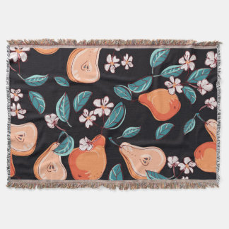 Couverture Poires juteuses : motif de fruits dessiné à la mai