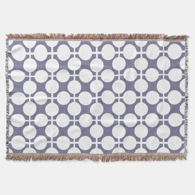 Couverture pois blanc gris et motif (Devant)