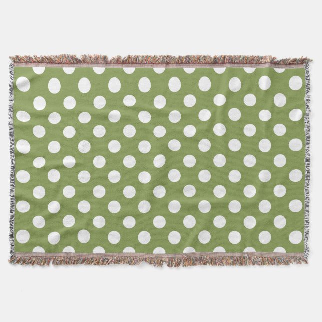 Couverture Pois blancs sur vert olive (Devant)
