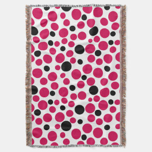 Couverture pois noir rouge rétro sur arrière - plan blanc
