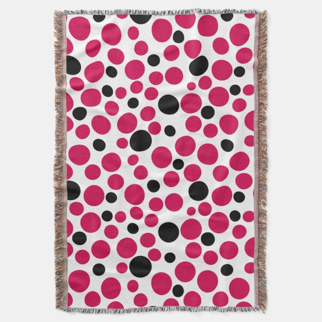 Couverture pois noir rouge rétro sur arrière - plan blanc (devant Vertical)