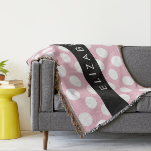 Couverture Pois roses, Motif Pointe Polka, Votre Nom
