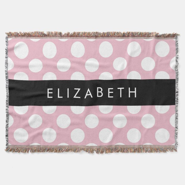 Couverture Pois roses, Motif Pointe Polka, Votre Nom (Devant)