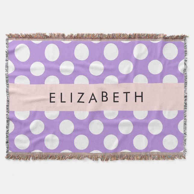 Couverture Pois violets, Motif Pointe Polka, Votre Nom (Devant)