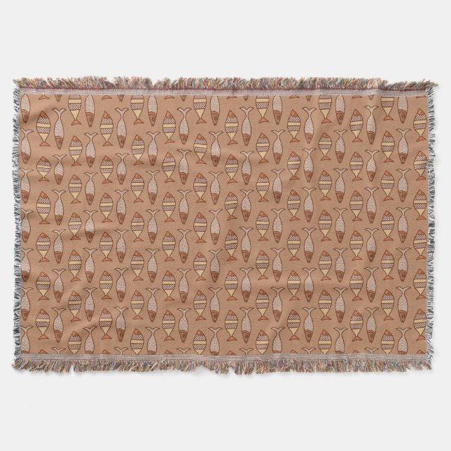 Couverture Poisson moderne rétro, Tan, Beige et Brown clair (Devant)