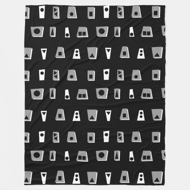Couverture Polaire 020216 - Gris, blanc et noir sur noir (Devant)