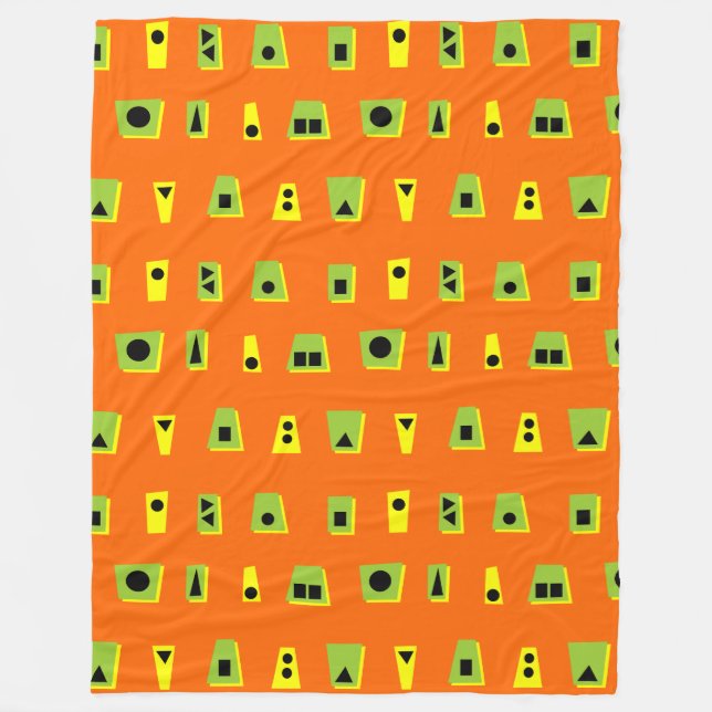 Couverture Polaire 020216 - Vert, Jaune et Noir sur Orange FF6600 (Devant)