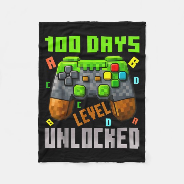 Couverture Polaire 100 Days Level Unlocked Gaming 100 Days Of School  (Devant)