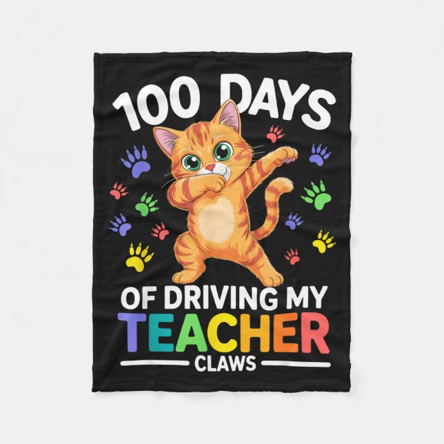 Couverture Polaire 100 Days Of Driving My Teacher Claws Dabbing Cat S (Devant)