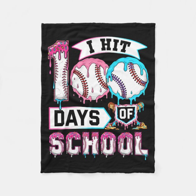 Couverture Polaire 100 Days Of School Boys Baseball Drip 100th Day Ki (Devant)